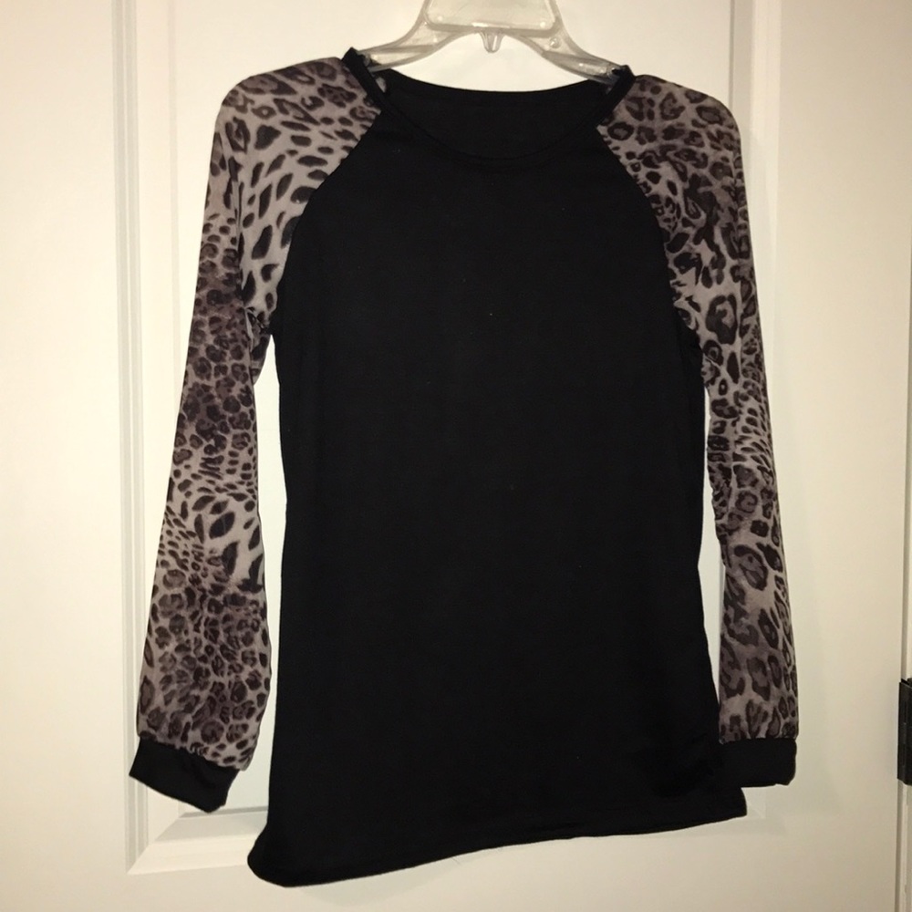 Black top with leopard sleeves